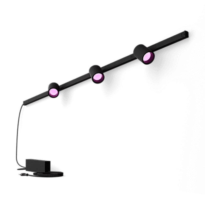 Смарт LED RGBW димируем сет Philips Hue Perifo WACA, шина 1.5 м + 3 спота, 15.9W, 2040 lm, IP20, Бял/Черен (Цвят: Черен) - Снимка 5