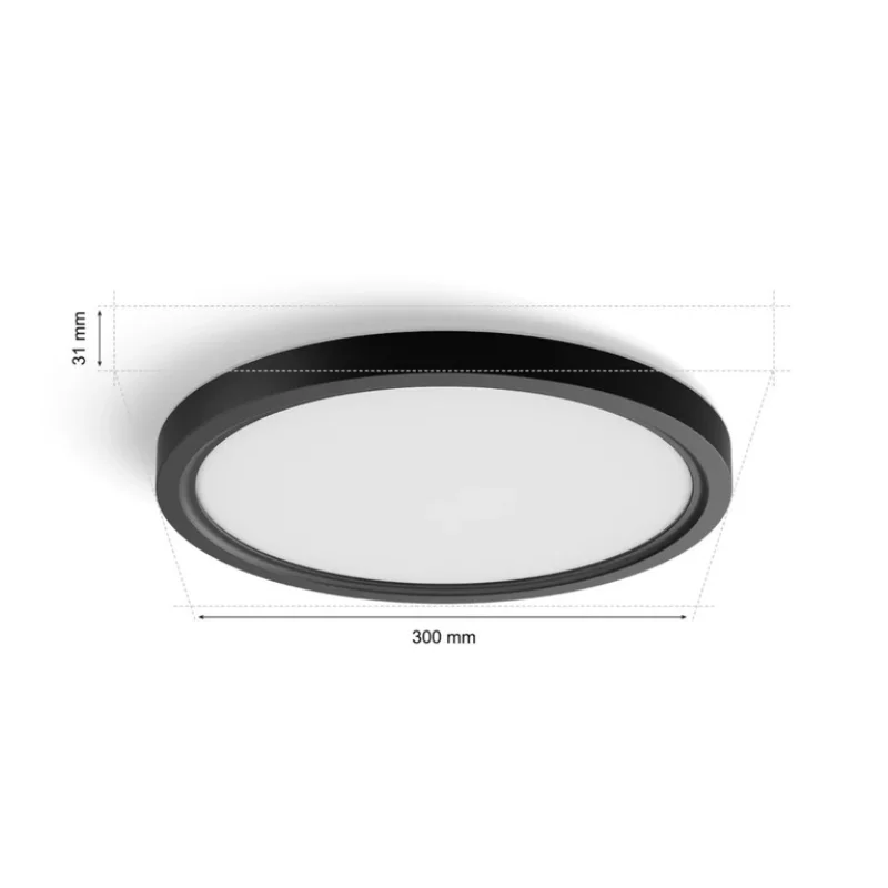 Смарт LED димируема лампа за таван Philips HUE Tento White, размер S, 29.1 см, черна, 16.6W, 2250 lm, топла бяла светлина 2700К (BT, Zigbee, HomeKit, Google, Alexa, SmartThings) - Снимка 3