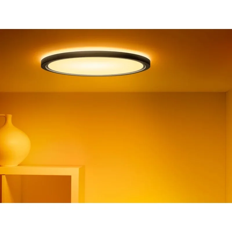 Смарт LED RGBW димируема плафониера WiZ Superslim Ceiling, черна, 42.3x3.2 см, 22 W, 2600 lm, 16 милиона цвята (BT, Zigbee, Apple Home, Google, Alexa, SmartThings) - Снимка 5