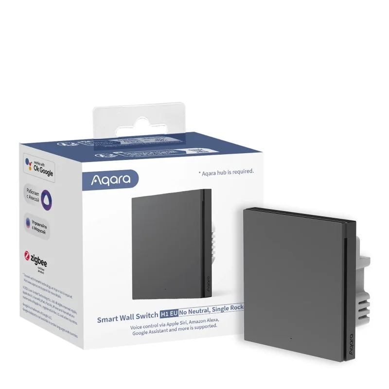 Единичен смарт ключ Aqara H1 No Neutral (Без нула), Сив