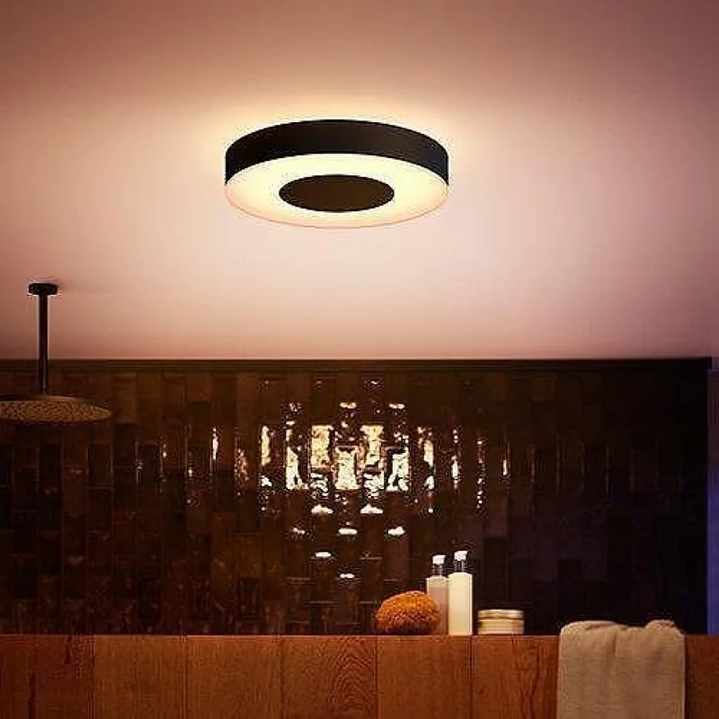 Смарт LED RGBW димируема плафониера Philips HUE Xamento М WACA, черна, 38.1 см, 33.5W, 2350 lm, Е27, IP44, 16 мил. цвята (Bluetooth, Zigbee, Homekit, Google, Alexa, SmartThings) - Снимка 4