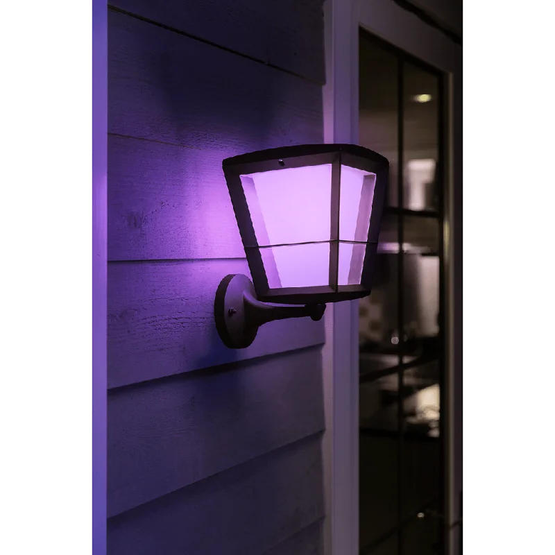 Смарт външен LED RGBW димируем аплик Philips Hue Econic + Hue Bridge, 15W, 1150 lm, GU10, IP44, Черен - Снимка 4
