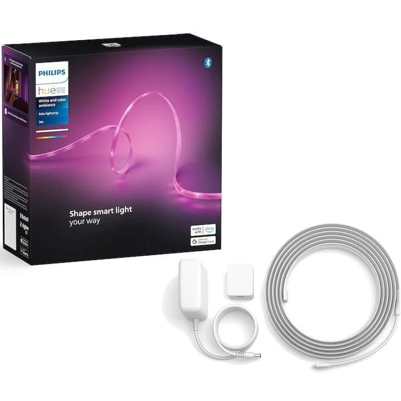 Smart LED RGBW димируема лента Philips HUE Solo Lightstrip WACA, 3 м, 20W, 1700 lm, IP20, 16 милиона цвята (BT, Zigbee, HomeKit, Google, Alexa, SmartThings)