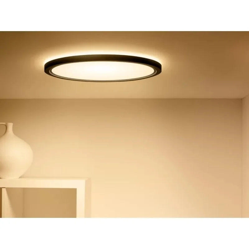 Смарт LED RGBW димируема плафониера WiZ Superslim Ceiling, черна, 42.3x3.2 см, 22 W, 2600 lm, 16 милиона цвята (BT, Zigbee, Apple Home, Google, Alexa, SmartThings) - Снимка 8