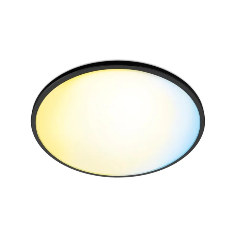 Смарт LED димируема плафониера WiZ Superslim Smart Ceiling, черна, 24.2 см, 14W, 1300 lm, бяла светлина 2100 - 6500К (BT, Zigbee, Matter, Apple Home, Google, Alexa, SmartThings) - Снимка 2