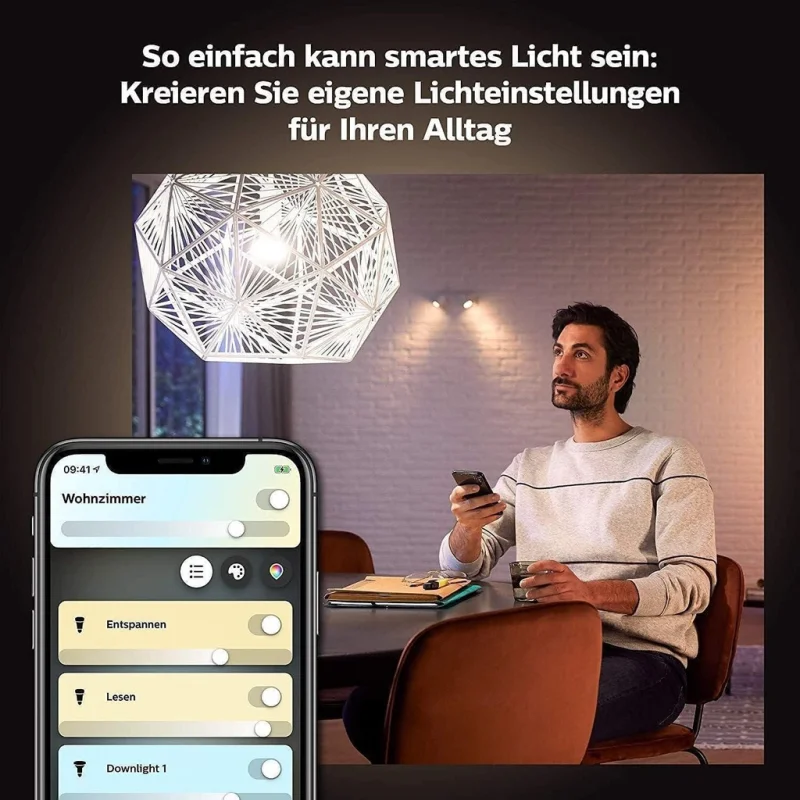 Смарт LED димируема крушка Philips Hue White Ambiance, 5.2W, 470 lm, E14, 2100-6500K - Снимка 9