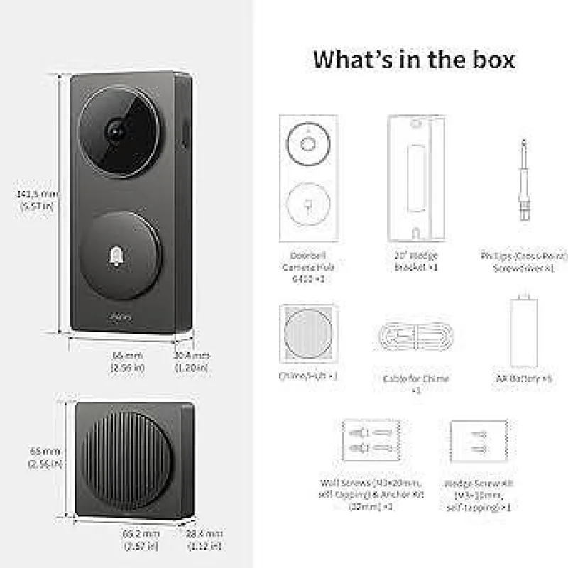 Смарт видеозвънец хъб Aqara Doorbell Camera Hub G410, черен - Снимка 5