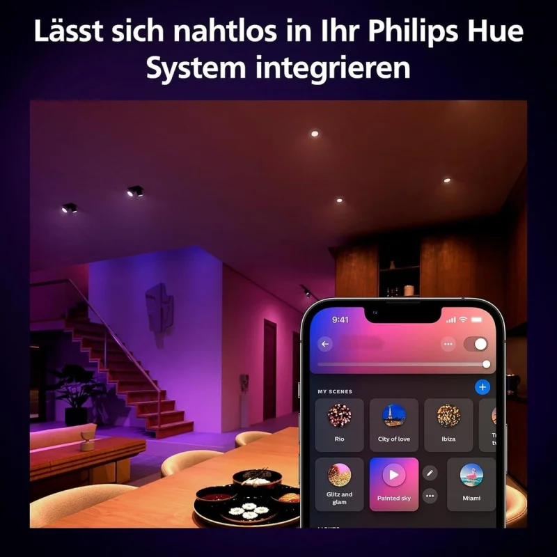 Смарт LED RGBW димируеми лунички Philips Hue WACA, 3 бр, 4.2W, 400 lm, GU10, 16 милиона цвята (BT, Zigbee, HomeKit, Google, Alexa, SmartThings) - Снимка 9