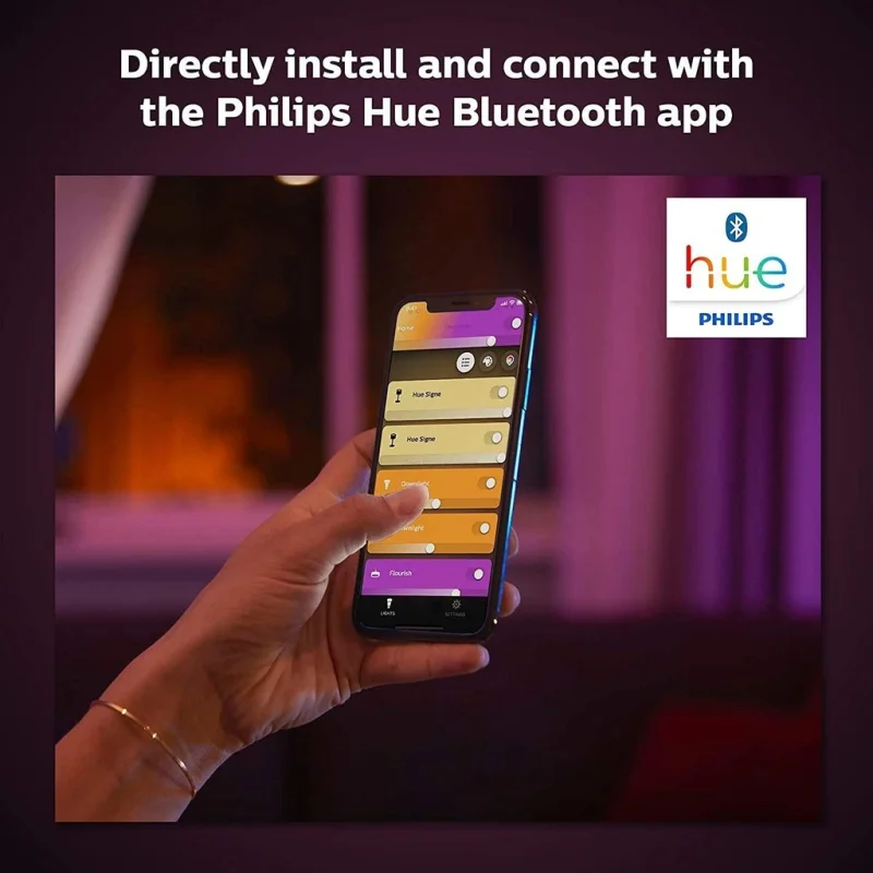 Смарт LED RGBW димируема лампа Philips Hue Bloom Gen4 WACA, бяла/черна, 7.1W, 500 lm (BT, Zigbee, HomeKit, Google, Alexa, SmartThings) (Цвят: Черен) - Снимка 9