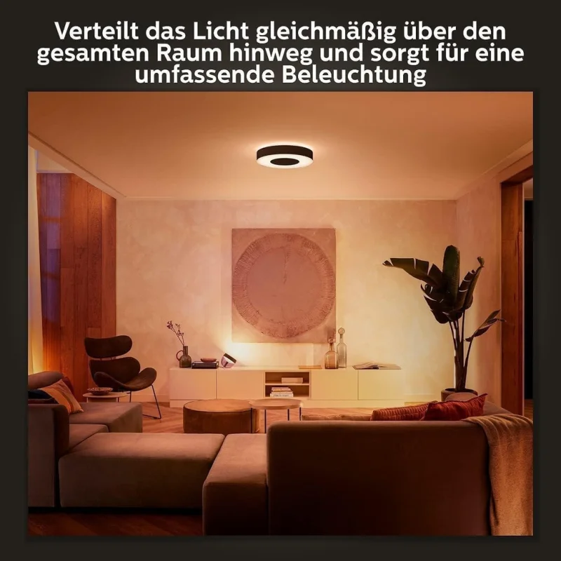Смарт LED RGBW димируема лампа за таван Philips HUE Infuse L WACA, черна, 42.5 см, 52.5 W, 3700 lm, бяла/цветна светлина, 16 мил. цвята (BT, Zigbee, HomeKit, Google, Alexa, SmartThings) - Снимка 9