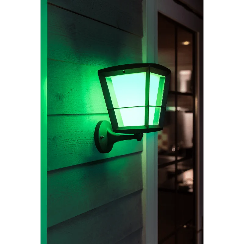 Смарт външен LED RGBW димируем аплик Philips Hue Econic + Hue Bridge, 15W, 1150 lm, GU10, IP44, Черен - Снимка 8