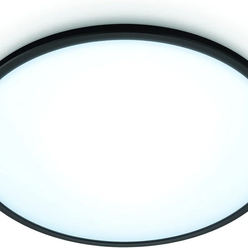 Смарт LED димируема плафониера WiZ Superslim Smart Ceiling, черна, 24.2 см, 14W, 1300 lm, бяла светлина 2100 - 6500К (BT, Zigbee, Matter, Apple Home, Google, Alexa, SmartThings) - Снимка 5