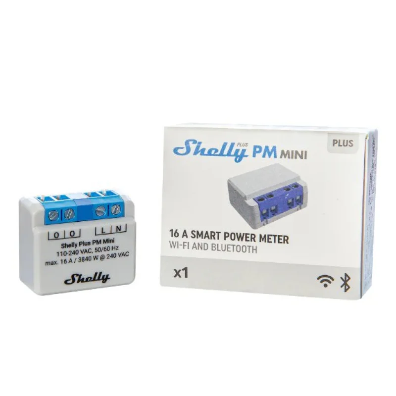 Смарт WiFi електромер Shelly Plus PM Mini, едноканален