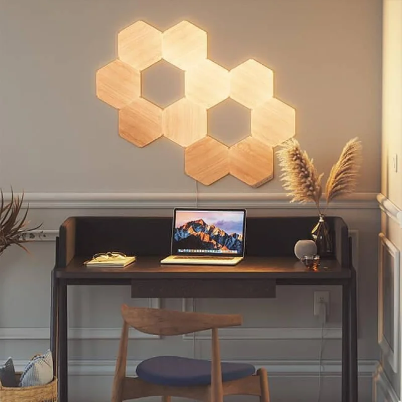 Светлинни панели Nanoleaf Elements Wood Hexagons – Разширителен пакет: 3 панела - Снимка 4