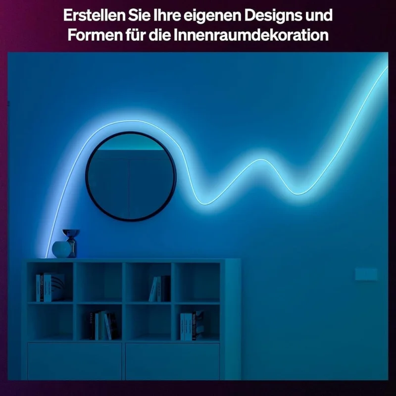 Смарт LED RGBIC димируема неонова лента Philips Hue Essential Neon Flex Strip WACA 10 м, бяла, 39.5W, 5000 lm, 16 милиона цвята (BT, Zigbee, Apple Home, Google, Alexa, SmartThings) - Снимка 3