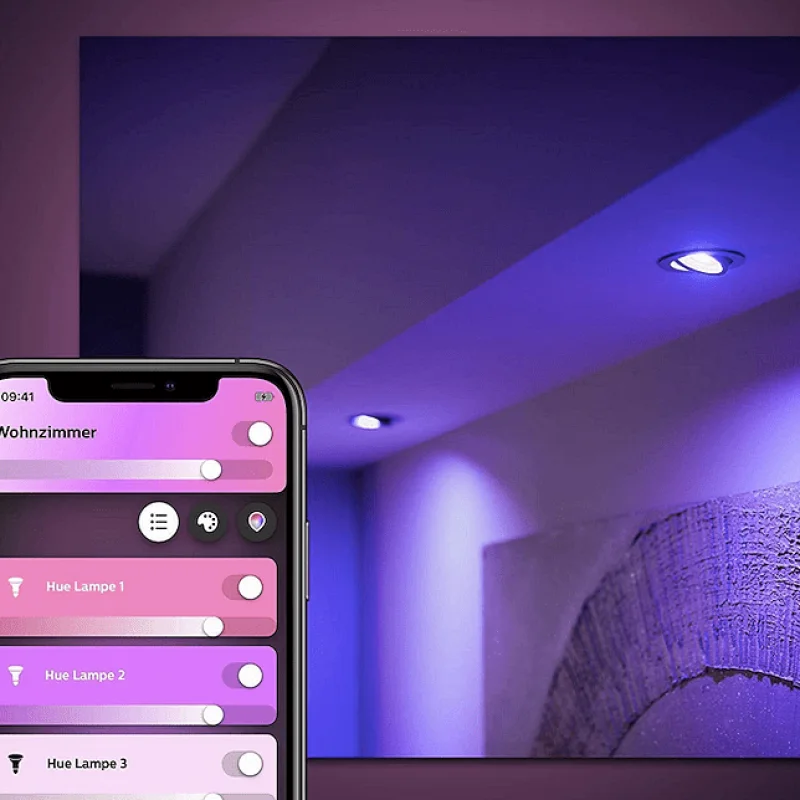 Смарт LED димируема луничка Philips Hue White Ambiance GU10, 350 lm, 4.3W, 2 бр. (BT, Zigbee, HomeKit, Google, Alexa, SmartThings) - Снимка 2