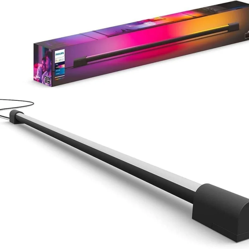 Смарт амбиентен LED RGBW димируем осветител Philips HUE Play Gradient, черен, алуминий, 87 см, 1540 lm, 17.4W, за TV 40-60", 16 мил.цвята (BT, Zigbee, HomeKit, Google, Alexa, SmartThings)
