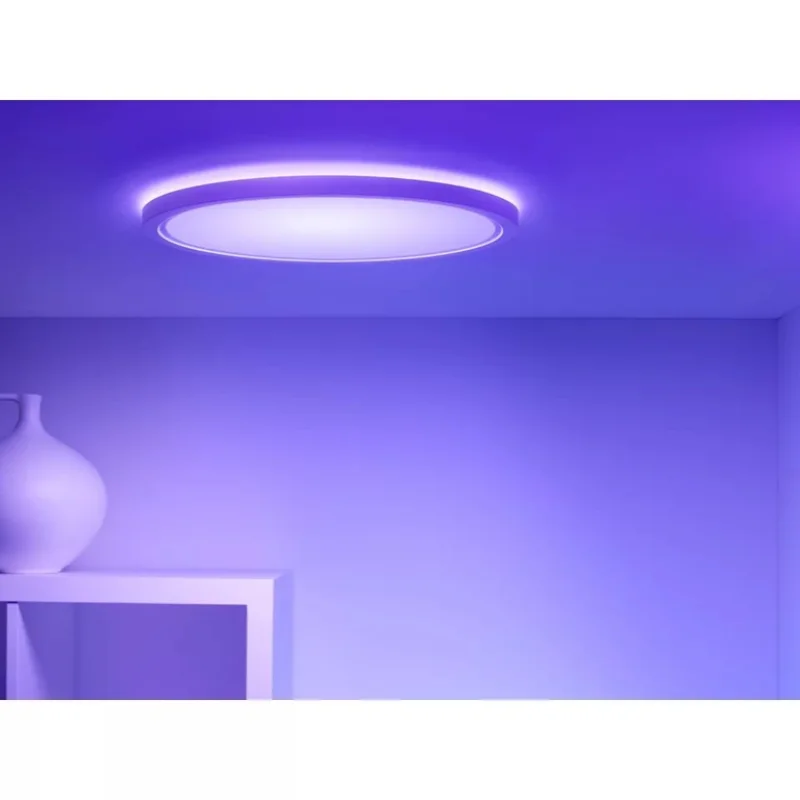 Смарт LED RGBW димируема плафониера WiZ Superslim Ceiling, бяла, 42.3x3.2 см, 22 W, 2600 lm, 16 милиона цвята (BT, Zigbee, Apple Home, Google, Alexa, SmartThings) - Снимка 6