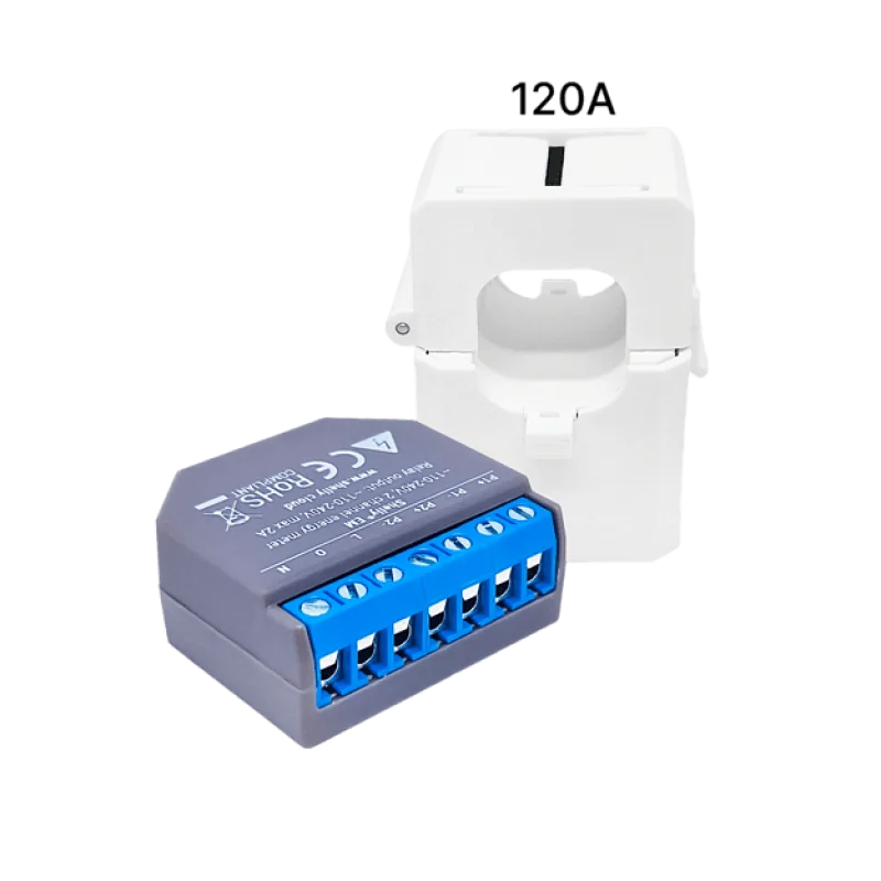 Смарт еднофазен електромер Shelly EM + клампа 120A, Wi-Fi