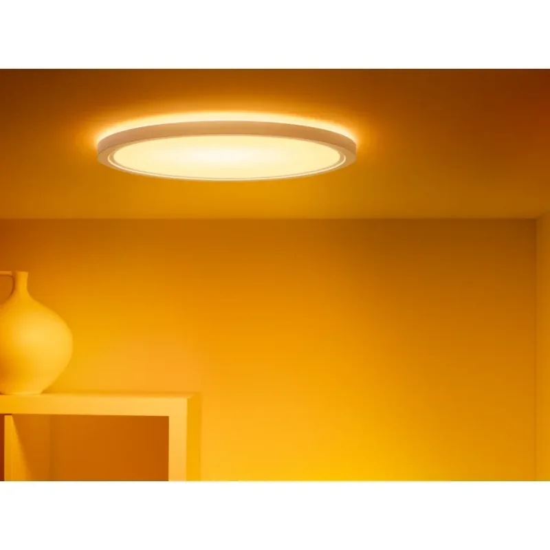 Смарт LED RGBW димируема плафониера WiZ Superslim Ceiling, бяла, 42.3x3.2 см, 22 W, 2600 lm, 16 милиона цвята (BT, Zigbee, Apple Home, Google, Alexa, SmartThings) - Снимка 5