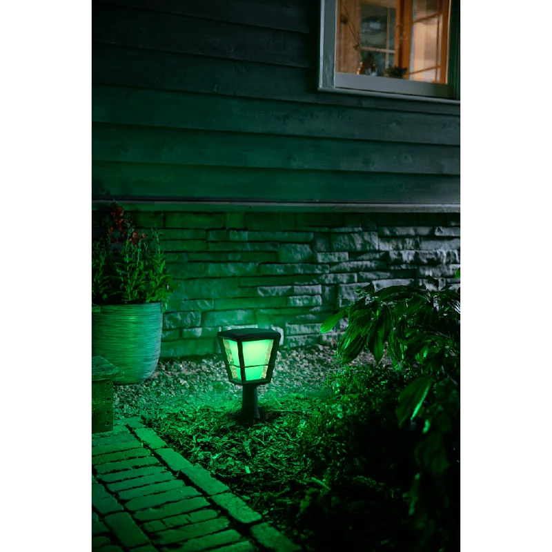 Смарт градинска LED RGBW димируема лампа Philips Hue Econic + Hue Bridge, 32.2 см, 15W, 1150 lm, IP44, Черна - Снимка 7