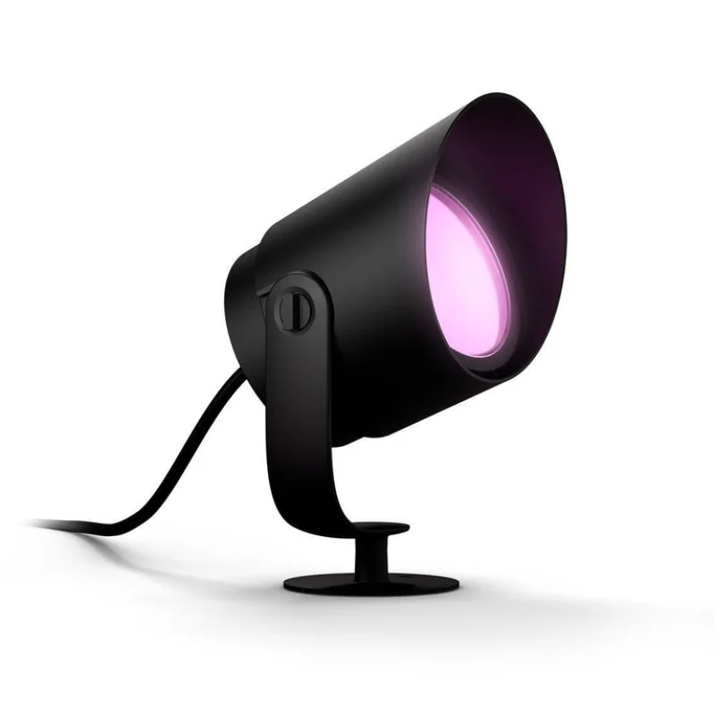 Смарт външен LED RGBW димируем спот Philips Hue Lily XL WACA, 15W, 1050 lm, IP65, E27, Черен
