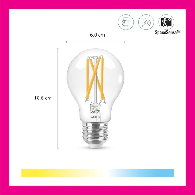 Смарт LED димируема vintage крушка WiZ Filament Smart Bulb 7W, 806 lm, E27, бяла светлина 2100 - 6500К (BT, Zigbee, Matter, Apple Home, Google, Alexa, SmartThings) - Снимка 2