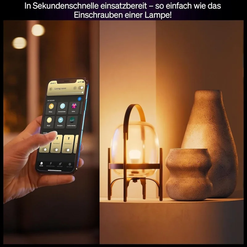 Смарт LED димируема крушка Philips Hue WA E27 White ambience, 2 бр, 8.1W, 1100 lm, E27, 100-240V, бяла светлина 1 000-20 000К (BT, Zigbee, HomeKit, Google, Alexa, SmartThings) - Снимка 9
