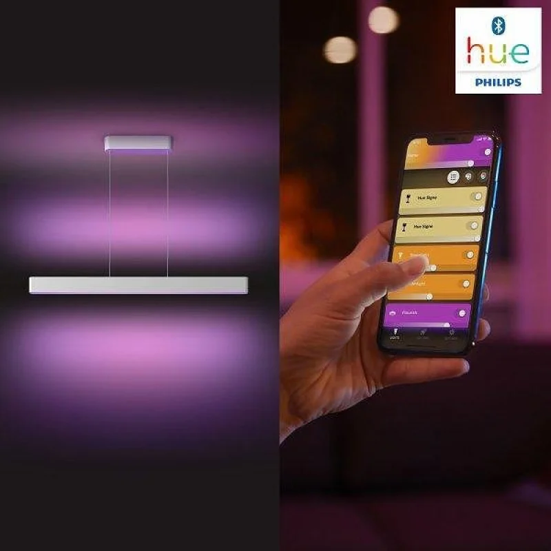Смарт LED RGBW димируем полилей Philips Hue Ensis WACA, 129.8 см, 79W, 6000 lm, Бял/Черен (Цвят: Бял) - Снимка 6