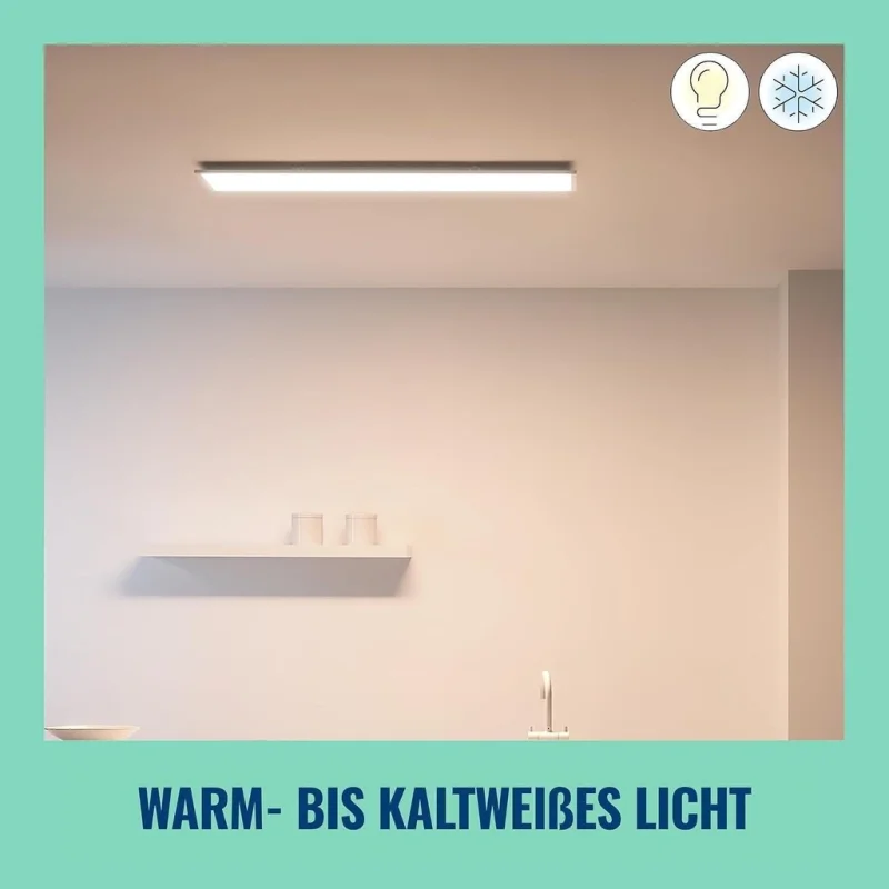 Смарт LED димируема плафониера WiZ Panel Smart Ceiling, черна, 119.5х29.5 см, 36W, 3400 lm, бяла светлина 2100 - 6500К (BT, Zigbee, Matter, Apple Home, Google, Alexa, SmartThings) - Снимка 4