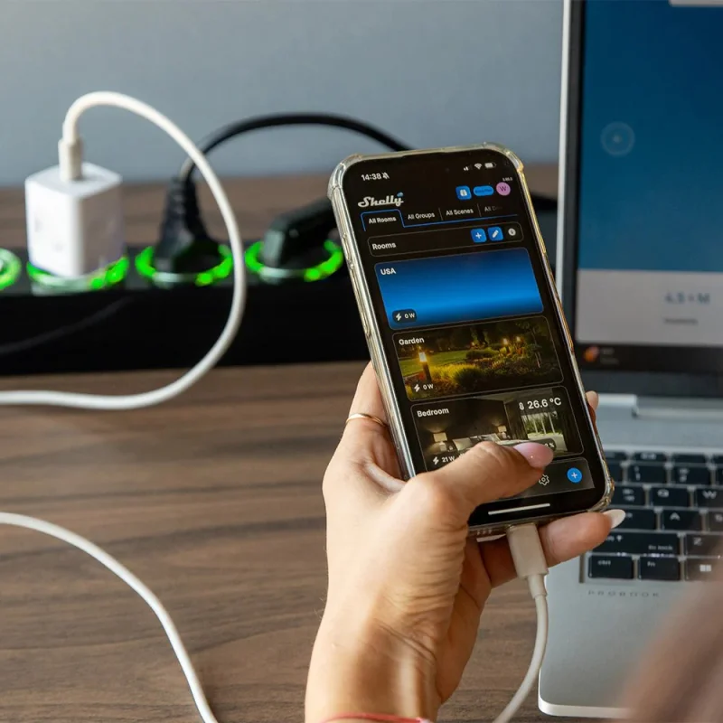 Смарт разклонител Shelly Power Strip 4 Gen4 - черен - Снимка 3