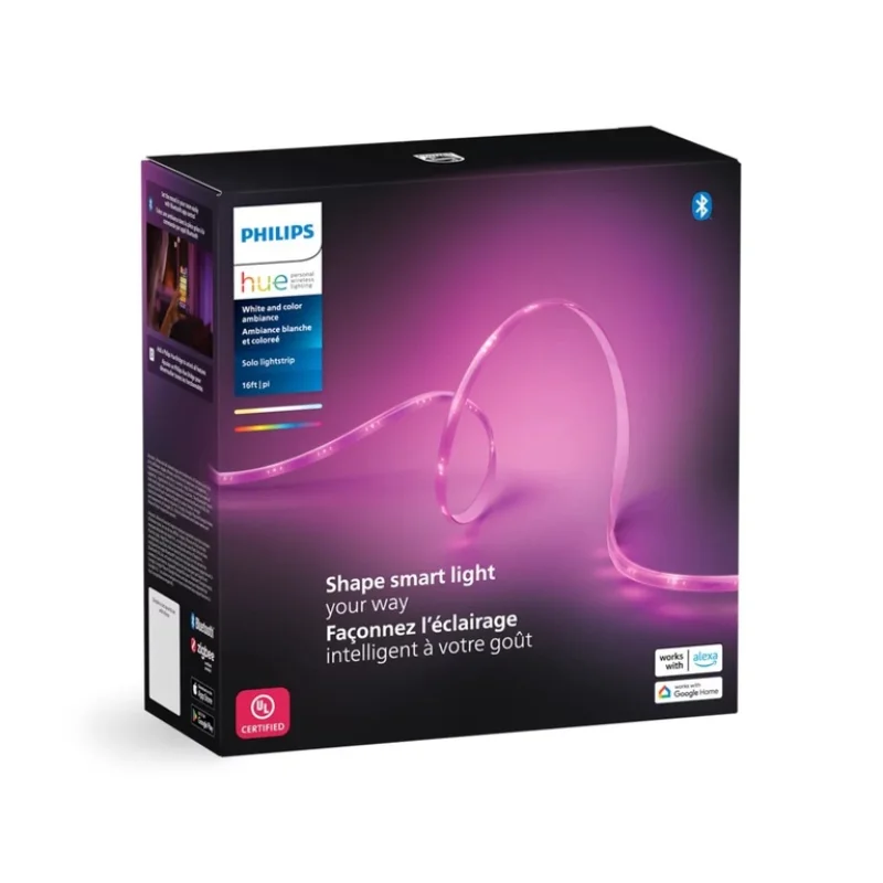 Smart LED RGBW димируема лента Philips HUE Solo Lightstrip WACA, 3 м, 20W, 1700 lm, IP20, 16 милиона цвята (BT, Zigbee, HomeKit, Google, Alexa, SmartThings) - Снимка 7