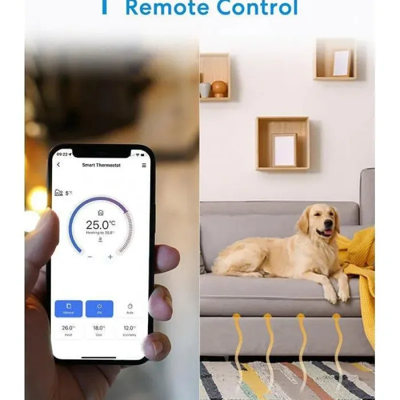 Смарт Wi-Fi термостат за котел/тръбна отоплителна система Meross MTS200 (HomeKit) - Снимка 6