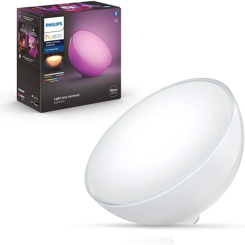 Смарт LED RGBW преносима димируема лампа Philips Hue Go WACA, бяла, 23 см, 6W, 520 lm, IP44 (BT, Zigbee, HomeKit, Google, Alexa, SmartThings)