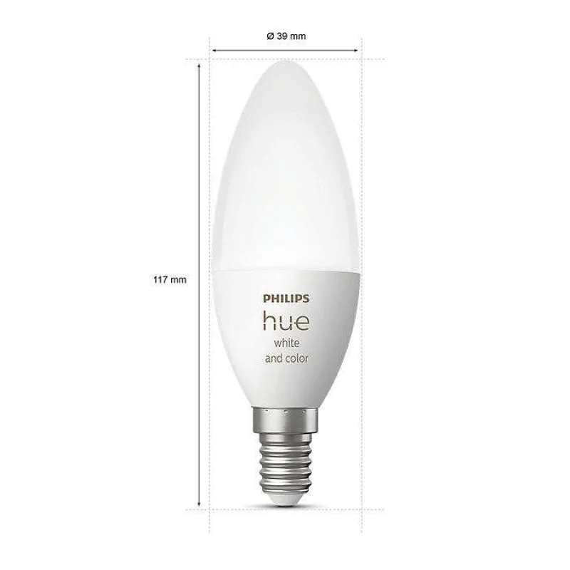 Смарт LED RGBW димируема крушка Philips Hue, 5.3W, 470 lm, E14 - Снимка 2