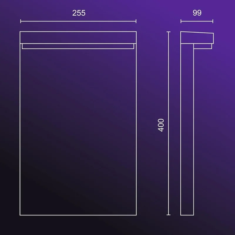 Смарт външна LED RGBW димируема лампа Philips Hue Nyro WACA, 40 см, 13.5W, 1000 lm, IP44, Черна - Снимка 3