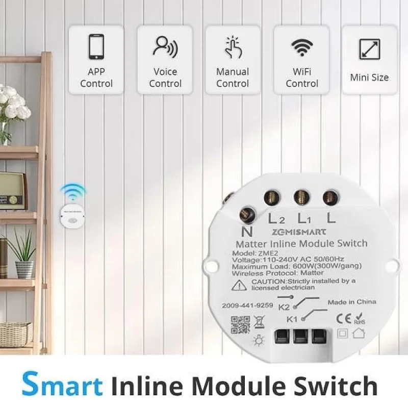 Zemismart Смарт Двуканално Реле -  Matter over WiFi - Снимка 3