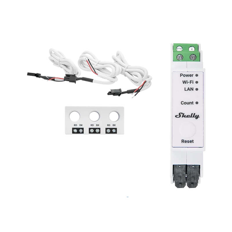 Смарт трифазен електромер Shelly Pro 3EM-3CT63 за DIN шина, Wi-Fi