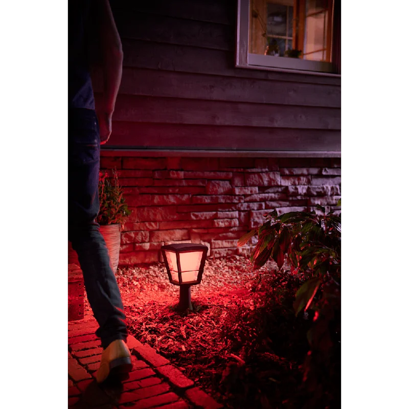 Смарт градинска LED RGBW димируема лампа Philips Hue Econic + Hue Bridge, 32.2 см, 15W, 1150 lm, IP44, Черна - Снимка 8