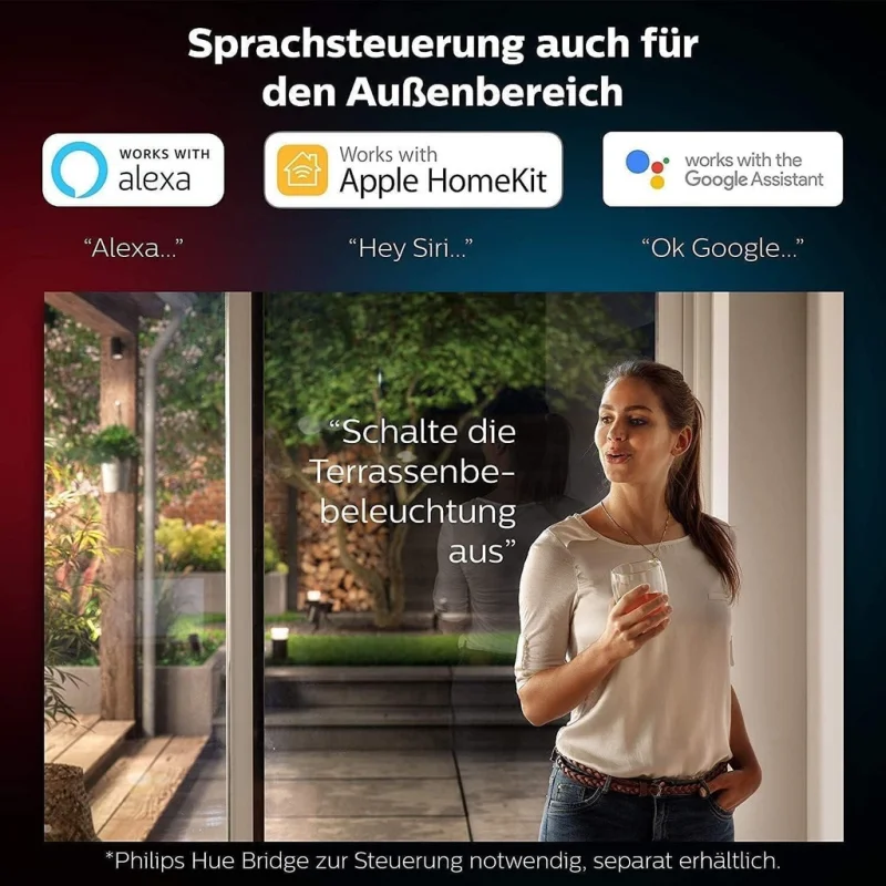 Смарт външен LED RGBW димируем аплик Philips Hue Resonate WACA, 8W, 1180 lm, GU10, IP44, Черен - Снимка 7