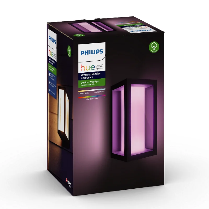 Смарт външен RGBW LED димируем аплик Philips Hue Impress + Hue Bridge, 8W, 1200 lm, E26, IP54, Черен - Снимка 11