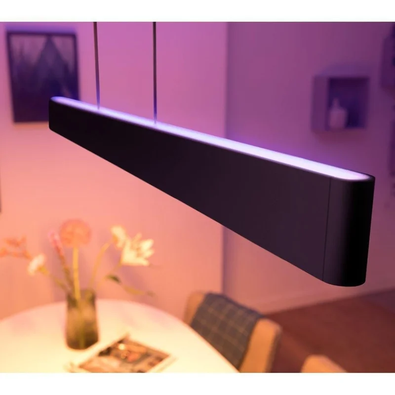 Смарт LED RGBW димируем полилей Philips Hue Ensis WACA, 129.8 см, 79W, 6000 lm, Бял/Черен (Цвят: Черен) - Снимка 9