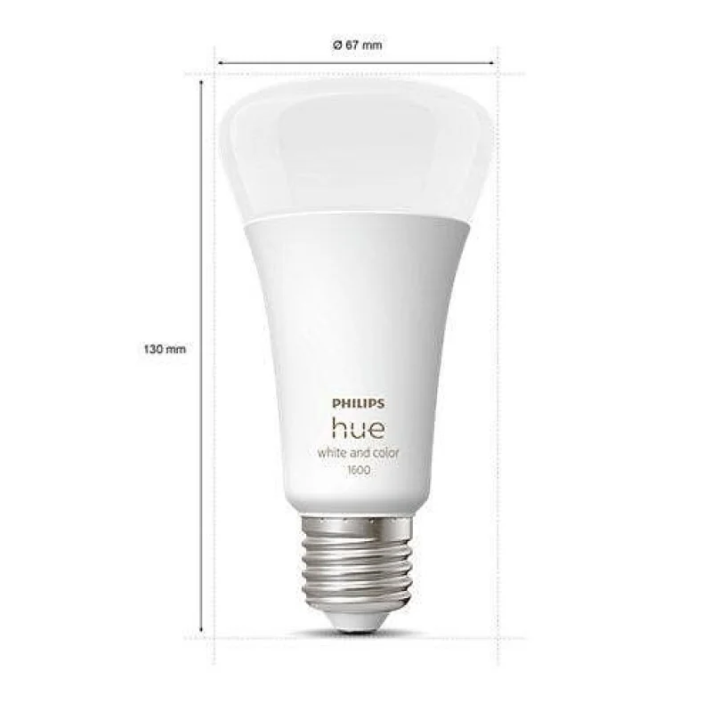 Смарт LED крушка Philips Hue A67, E27, 15W, 1600 lm, RGB (Bluetooth, Zigbee) - Снимка 3