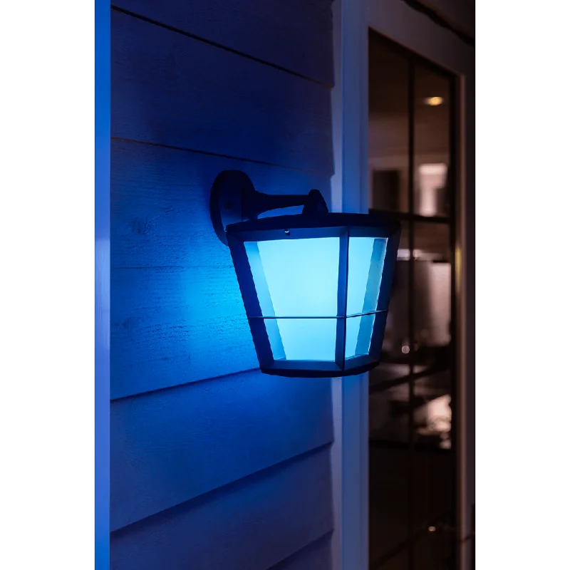 Смарт външен LED RGBW димируем аплик Philips Hue Econic + Hue Bridge, 15W, 1150 lm, E27, IP54, Черен - Снимка 3