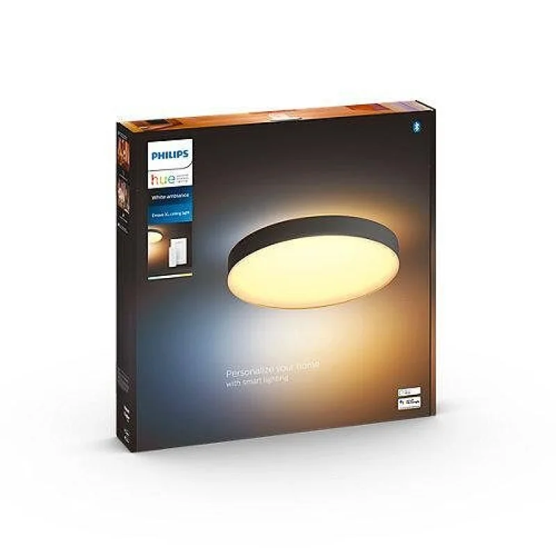 Смарт LED димируема плафониера Philips Hue Enrave XL White Ambiance, 55.1 см, 48W, 6100 lm, GU10, бяла светлина 2100-6500K, Бяла/Черна (Цвят: Черен) - Снимка 2