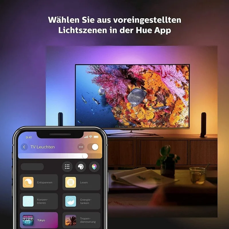 Смарт LED RGBW димируеми светлинни панели Philips Hue Play Lightbar WACA Double Pack 2 бр., черни, 2x500lm, 2x6.7W, 16 мил. цвята (BT, Zigbee, HomeKIt, Google, Alexa, SmartThings) - Снимка 8