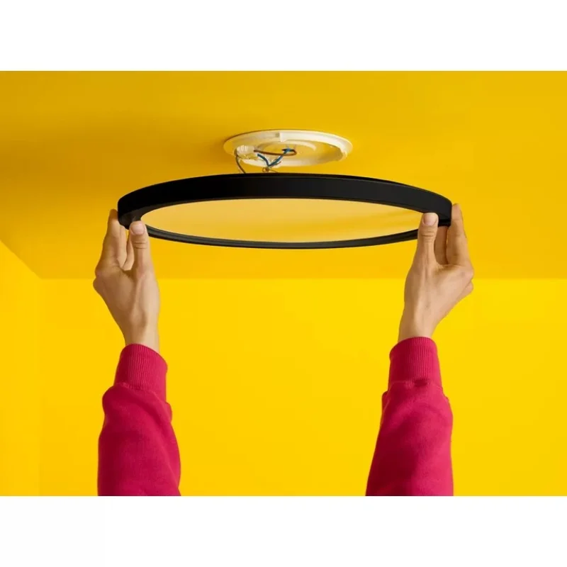 Смарт LED RGBW димируема плафониера WiZ Superslim Ceiling, черна, 42.3x3.2 см, 22 W, 2600 lm, 16 милиона цвята (BT, Zigbee, Apple Home, Google, Alexa, SmartThings) - Снимка 4