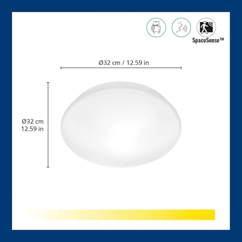 Смарт LED димируема плафониера WiZ Adria Ceiling Warm White, бяла, 32 см, 17W, 1600 lm, топла бяла светлина 2700К (BT, Zigbee, Apple Home, Google, Alexa, SmartThings) - Снимка 2