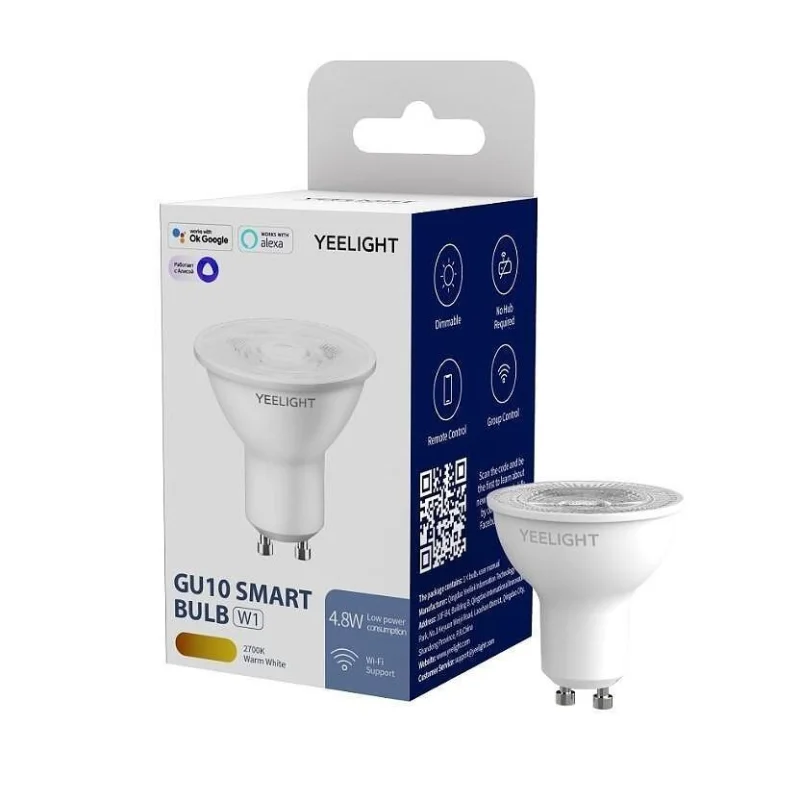 Yeelight GU10 Smart Bulb W1 (Dimmable White) – Смарт LED луничка, 2700K, Wi-Fi