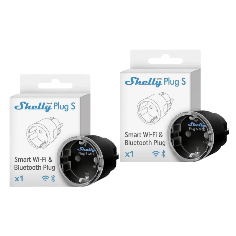 Двоен промо пакет смарт Wi-Fi плъг Shelly Plug S Gen3 Matter, Черен (2 бр.)